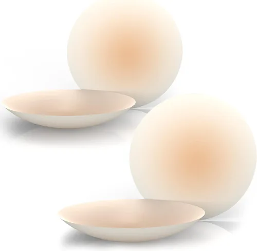 Vista 3 de Go Nipless Tapones de silicona autoadhesivos para pezones, tamaño A-DD para mujer, 2 pares, color piel, Desnudo