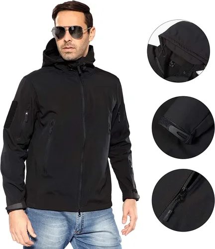 Vista 5 de ANTARCTICA Chaqueta táctica militar con capucha suave impermeable para hombre