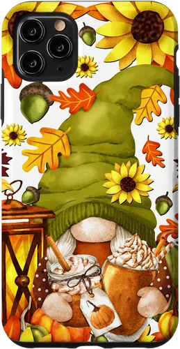 Vista 12 de iPhone 15 Hello Fall Gnomo para mujer, diseño de hojas de otoño, diseño de calabaza