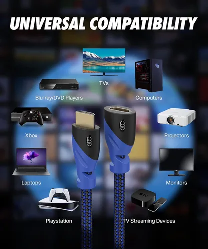 Vista 7 de Ultra Clarity Cables Cable de extensión HDMI 4K de 3 pies macho a hembra - 3 pies