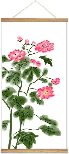 Vista 46 de wall26 Póster colgante de madera enmarcado con hermosas flores de invierno, impresión para el hogar, listo para colgar, 18 x 36 pulgadas