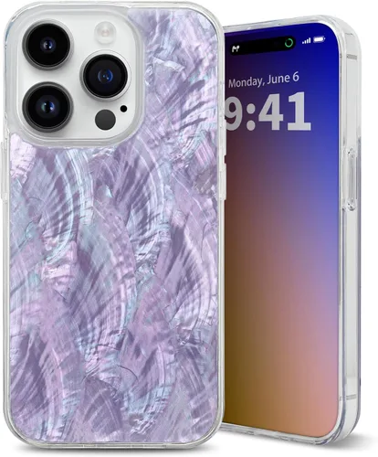 Vista 8 de Funda para iPhone fabricada con concha marina genuina única, duradera, impresionante hermosa, protección contra caídas, funda estética de lujo Beige