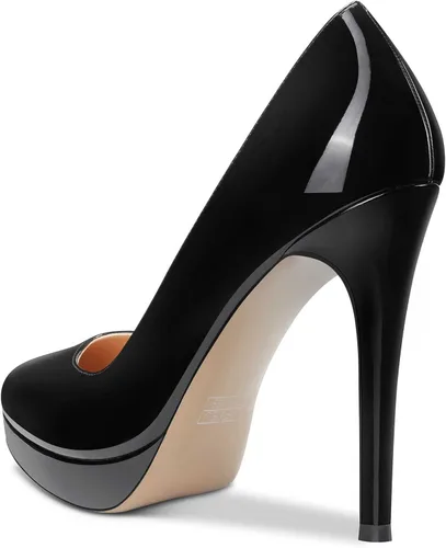 Vista 3 de Aachcol Zapatos de tacón alto con plataforma para mujer, zapatos de tacón alto con puntera puntiaguda, para boda, oficina, fiesta, clásico, 5