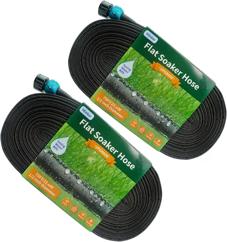 Vista 11 de Hlinker Manguera de remojo plana de 15 pies para camas de jardín, manguera de riego por goteo constante enlazable de 15 pies y 1/2 pulgadas, ahorra