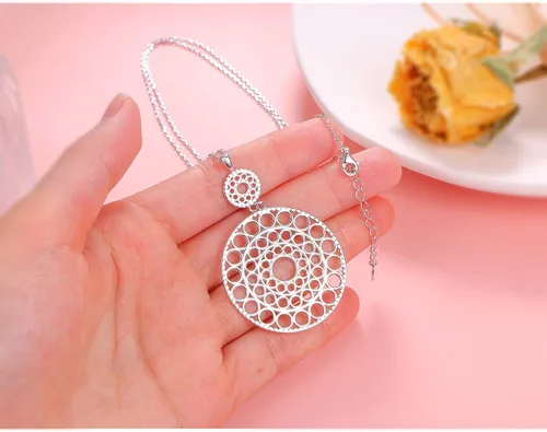 Vista 3 de Collar de cadena larga de plata esterlina S925 para mujer, collar con colgante de flecos, joyería de regalo