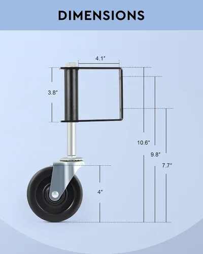 Vista 5 de CO-Z Rueda de Puerta con Resorte de 4" para Cercas de Tubo de Madera/Metal con Puertas Batientes, Rueda Giratoria de Montaje Lateral de 360 Grados