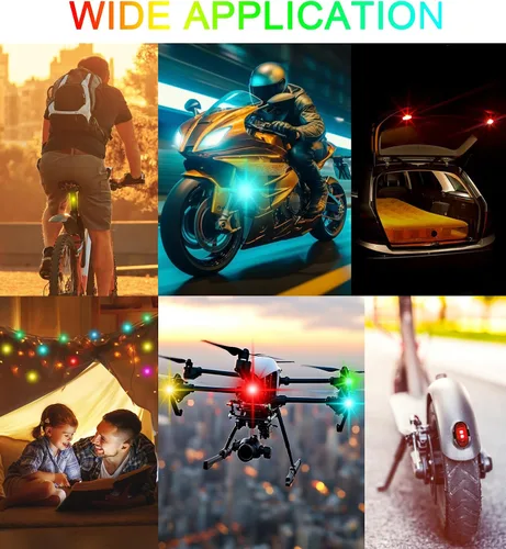 Vista 4 de Luces estroboscópicas inalámbricas con control remoto, motocicleta, coche, LED, 8 colores, anticolisión, carga USB, impermeables, luces