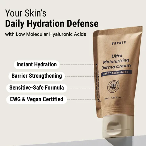Vista 3 de Crema facial Derma Ultra Hidratante – Hidratante Facial Profundo – EWG, Vegano Certificado Sin Aceite Coreano Cuidado de la Piel 1.69 fl oz