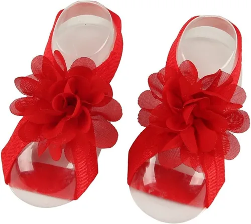 Vista 9 de Eforcase 12 pares de sandalias descalzas para bebé y niña, sandalias descalzas de flores para bebés recién nacidos, niñas pequeñas