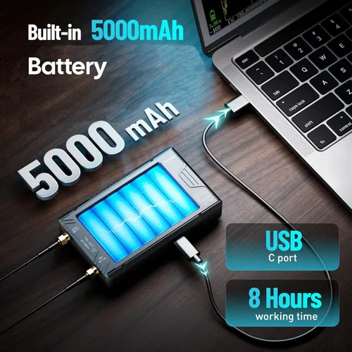 Vista 5 de SeeSii Analizador de espectro TinySA Ultra+ ZS406, 4.0 pulgadas, 100 kHz a 5.4 GHz, analizador de frecuencia pequeña portátil con tarjeta de 32 GB