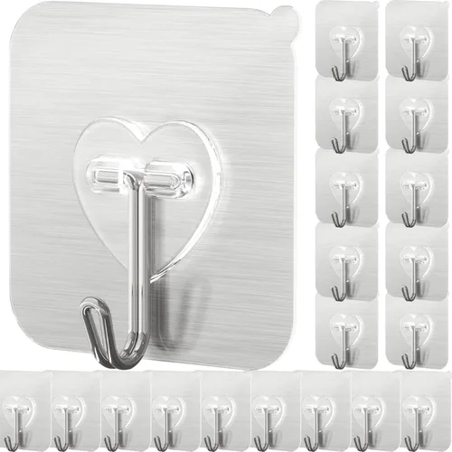 Vista 7 de DGYB 20 piezas de ganchos adhesivos transparentes para colgar, ganchos de pared autoadhesivos de 22 libras, ganchos de pared resistentes
