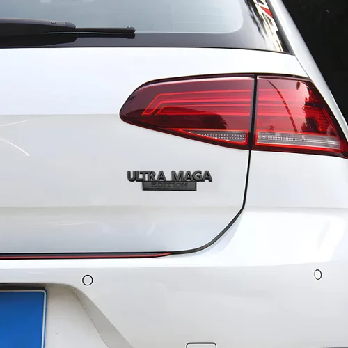Vista 4 de AICEL Ultra MAGA Edition Emblemas, calcomanías 3D elevadas de metal completo, etiquetas clásicas de personalidad con adhesivo fuerte, calcomanías
