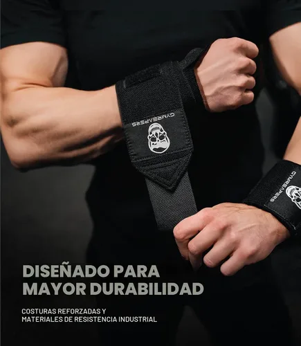 Vista 3 de Gymreapers Muñequeras de levantamiento de pesas (aprobadas por IPF) de 18 pulgadas, soporte de muñeca de calidad profesional con lazo para el pulgar
