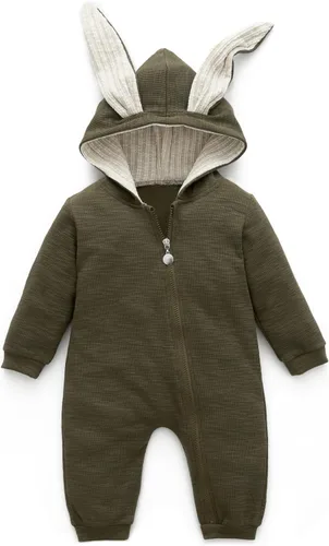 Vista 12 de Simplee Kids Enterizo con diseño de conejo de Pascua con capucha, para bebé, overol con cremallera y orejas largas A-a-gris