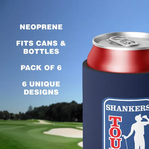 Vista 4 de Shanker Golf Juego de enfriadores de latas de cerveza – Divertidos enfriadores de latas para golf – Paquete de 6 enfriadores de latas de neopreno