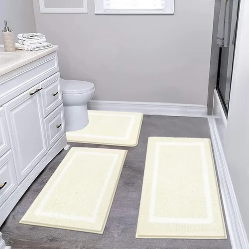 Vista 31 de Pauwer Juego de baño, alfombras de baño antideslizantes, alfombras de ducha absorbentes para suelo de baño, bañera y ducha, color azul aguamarina