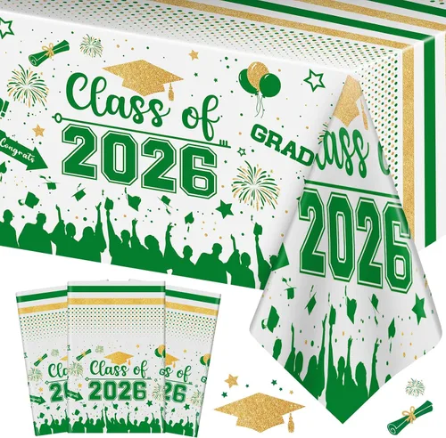 Vista 12 de Mantel de decoración de graduación para clase de 2026 – 3 piezas de plástico para mesa de graduación de felicitaciones, cubierta de mesa