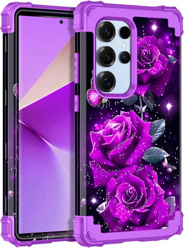 Vista 35 de Miqala Funda para Galaxy S24 5G, brilla en la oscuridad, tres capas, resistente, a prueba de golpes, protección completa, parachoques de plástico