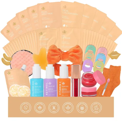 Vista 15 de 55 piezas de regalos de Navidad para mujeres y hombres, paquete de máscaras faciales de carbón, juego de cuidado de la piel, máscara de colágeno