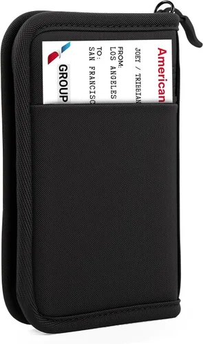 Vista 8 de Cartera de pasaporte para la familia con RFID, organizador de documentos de viaje, impermeable para mujeres, billetera de pasaporte portátil