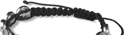 Vista 2 de Brazalete con tonos de plana estilo San Benito con cordón para muñeca ajustable, 8 pulgadas, metal común