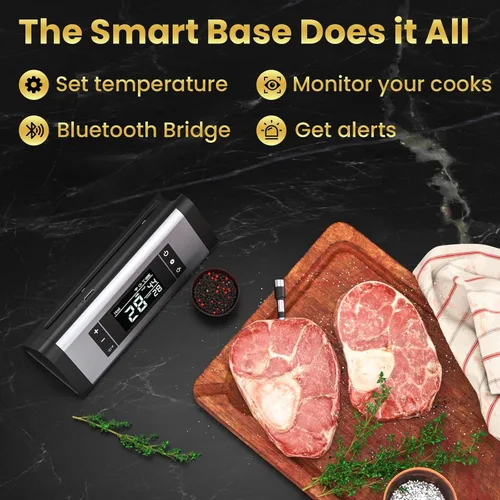 Vista 6 de Termómetro inalámbrico de carne de 800 pies, termómetro digital de cocina con 1 sonda, recargable inalámbrico, función de alarma, termómetro