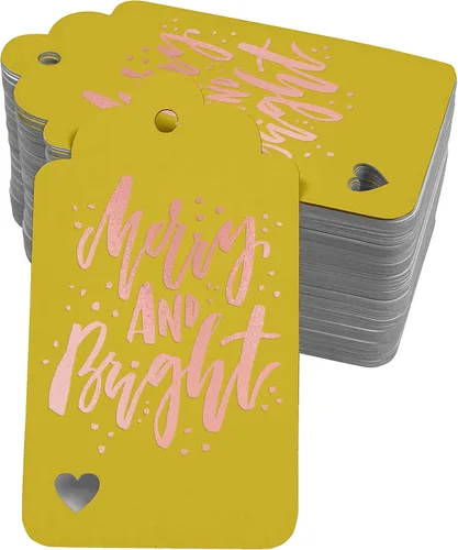 Vista 66 de Etiquetas colgantes con texto en inglés "Merry and Bright" (50 unidades)