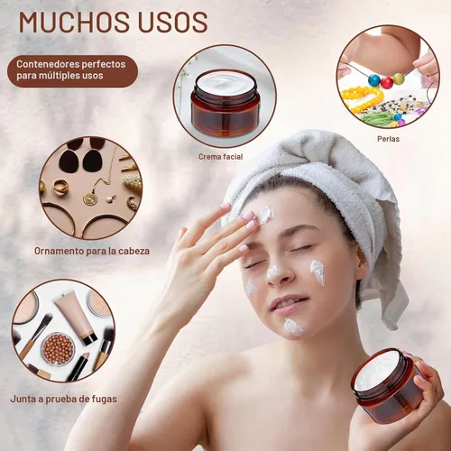 Vista 4 de 200 Piezas Frascos de Contenedores de Plástico Vacíos a Granel de 1 oz con Tapa a Prueba de Fugas Frascos de Plástico Redondos Pequeños Contenedores