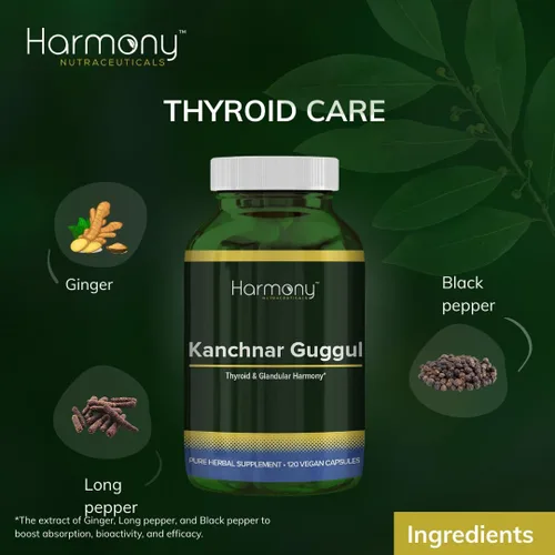 Vista 8 de Kanchnar Guggul - Armonía tiroidea y glandular - 120 cápsulas veganas - Resina Harmony Nutraceuticals Guggul