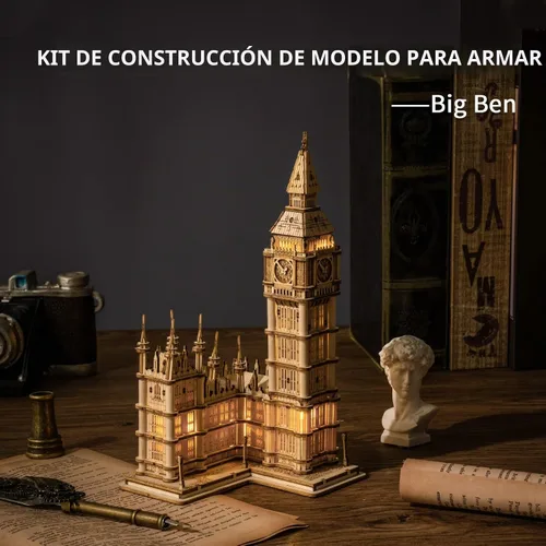 Vista 3 de ROBOTIME Rompecabezas 3D para adultos, kits de manualidades de madera para adolescentes, kit de modelo de construcción con luz LED para construir