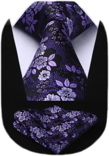 Vista 95 de Corbatas florales tejidas clásicas para hombre, corbata cuadrada de bolsillo, corbatas formales para hombres, boda con pañuelo