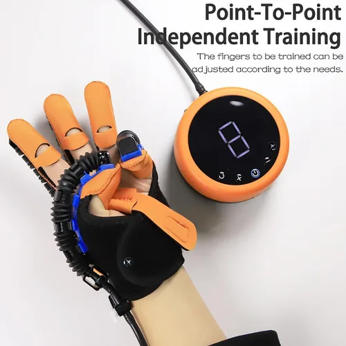 Vista 4 de Guante robot de rehabilitación de ambas manos, dispositivo de entrenamiento de fuerza de los dedos para hemiplejia cerebral, fuerza ajustable