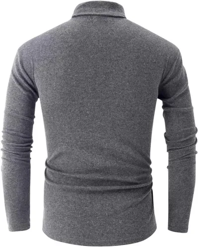 Vista 3 de jonivey Camiseta básica de punto de cuello alto de manga larga para hombre
