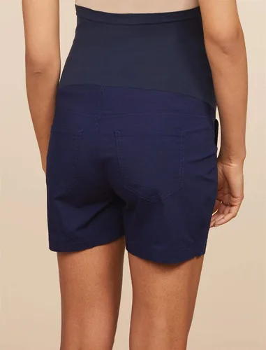 Vista 4 de Motherhood Maternity Pantalón corto de popelina Secret Fit para mujer