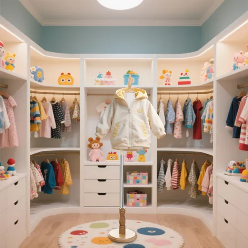 Vista 7 de Maniquí de forma de vestido para niños con soporte de madera para ventana de ropa (S(2-3 años))