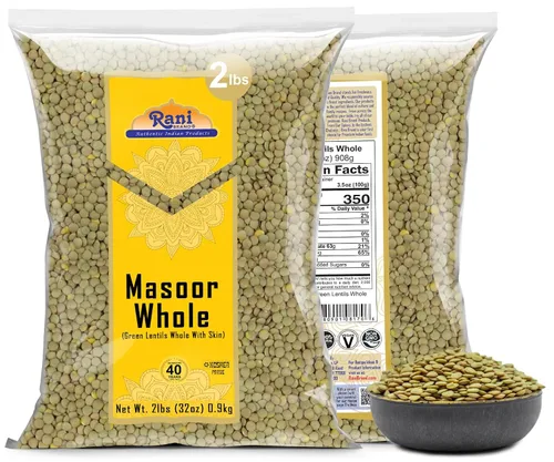 Vista 7 de Rani Masoor Enteras (Lentejas verdes enteras con piel) 32 onzas (2 libras) 32.03 oz ~ Todo natural Vegano Apto para gluten Sin OMG Kosher