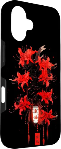 Vista 3 de iPhone 16 Red Spider Lily Funda de anime de manga estética japonesa japonesa