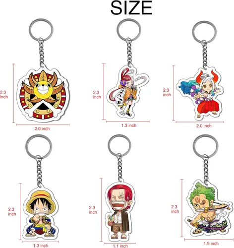 Vista 2 de Punchi - Llavero de pieza (6 piezas) para llaves, cartera, llavero de anime, fiesta de cosplay, suministros para niños, juego de regalos lindos