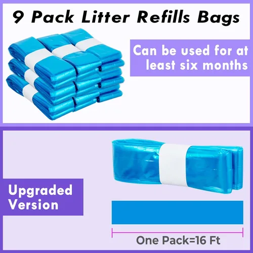 Vista 2 de HzTinT Paquete de 9 bolsas de repuesto de arena para gatos, recambios de arena de 16 pies genéricos compatibles con tu cartucho de repuesto estándar
