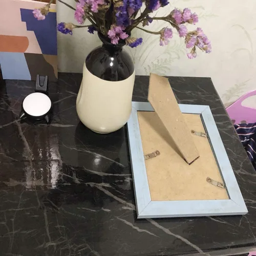 Vista 5 de RANRAN Papel de contacto de mármol, rollo negro granito, autoadhesivo para despegar y pegar, para encimeras de cocina, armarios, muebles