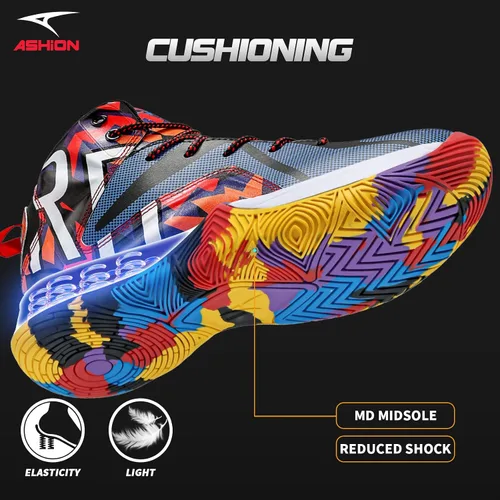 Vista 2 de ASHION Zapatos deportivos de baloncesto para hombre, ligeros, transpirables, antideslizantes, para correr, caminar, medios, tenis deportivos