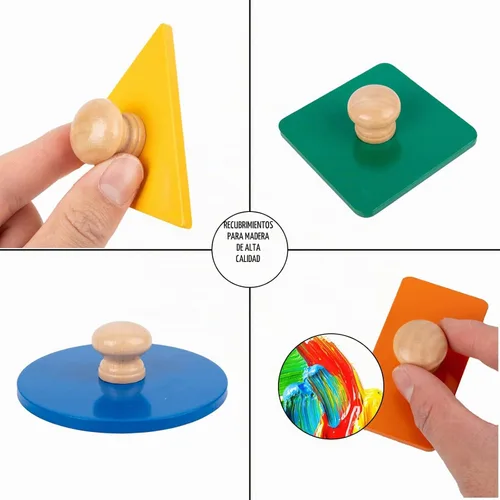 Vista 6 de Juguetes Montessori para bebés de 6 a 12 meses, rompecabezas con forma de madera para niños pequeños de 1 a 3 años, rompecabezas jumbo con perilla