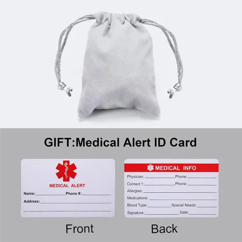 Vista 7 de Pulseras de identificación médica personalizadas para hombres y mujeres pulseras de alerta médica de emergencia grabado gratuito pulsera de nailon