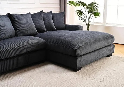 Vista 6 de Container Furniture Direct Luxe - Sofá modular de dos piezas de gran tamaño para sala de estar, sofá en forma de L de 102.4 pulgadas con diván, Negro