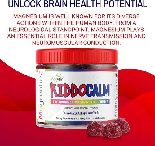 Vista 6 de KiddoCalm - Gomitas de magnesio Magtein L-treonato de magnesio para niños, concentración, calma, sueño, atención y apoyo a la salud cerebral