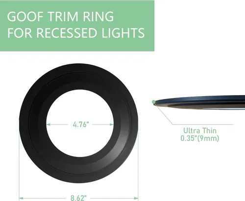 Vista 2 de Soliseed Anillo Goof de 5/6 pulgadas para iluminación empotrada, anillo negro para moldura de goof, diámetro exterior de 8.62 pulgadas, diámetro