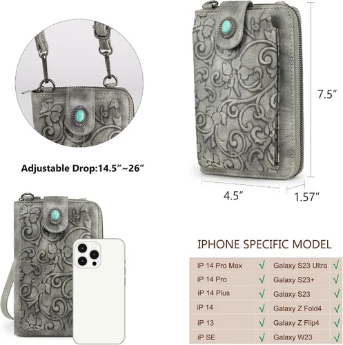 Vista 5 de Montana West Bolsos cruzados pequeños occidentales para teléfono celular para mujer
