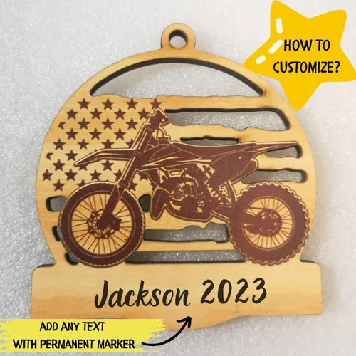Vista 2 de Adorno de moto de motocross, adornos de motocicleta para hombre y niño, adorno de Navidad de bicicletas, regalo para amantes de las carreras, hijo
