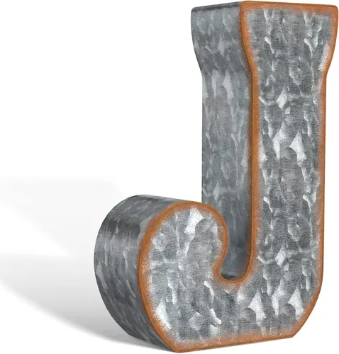 Vista 21 de CraftyCrocodile Números de metal galvanizado de 7" para decoración de pared - Número 3D 0 para colgar y de pie libre - Números de mesa rústicos