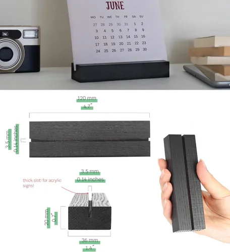 Vista 3 de Paquete de 10 portatarjetas de madera negra – Soporte para letreros de mesa de eventos – Tarjetas de lugar de mesa – Soporte de letrero de mesa